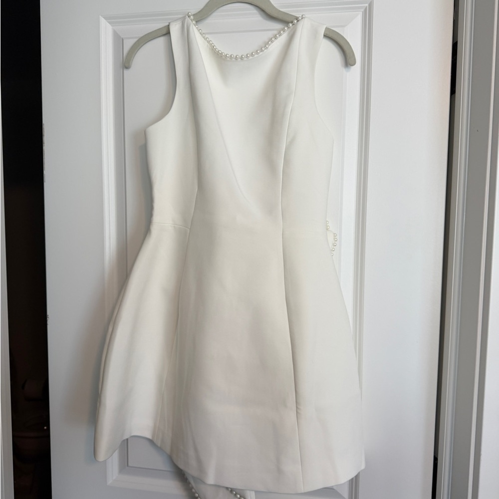 White Sleeveless A-Line Mini Dress - Picture 5 of 5